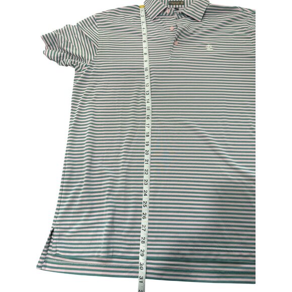 Peter Millar Polo Shirt Summer Comfort Men's Size L Striped Pink Green - Picture 5 of 7